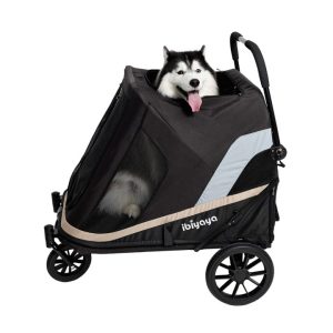ibiyaya Grand Cruiser Injured and Senior Dog Stroller, 4-Wheel Foldable Large Pet Pram