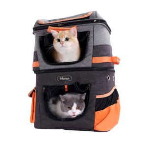 ibiyaya Double Pet Backpack, Best Cat & Dog Hiking and Travel Carrier For Two Small Pets