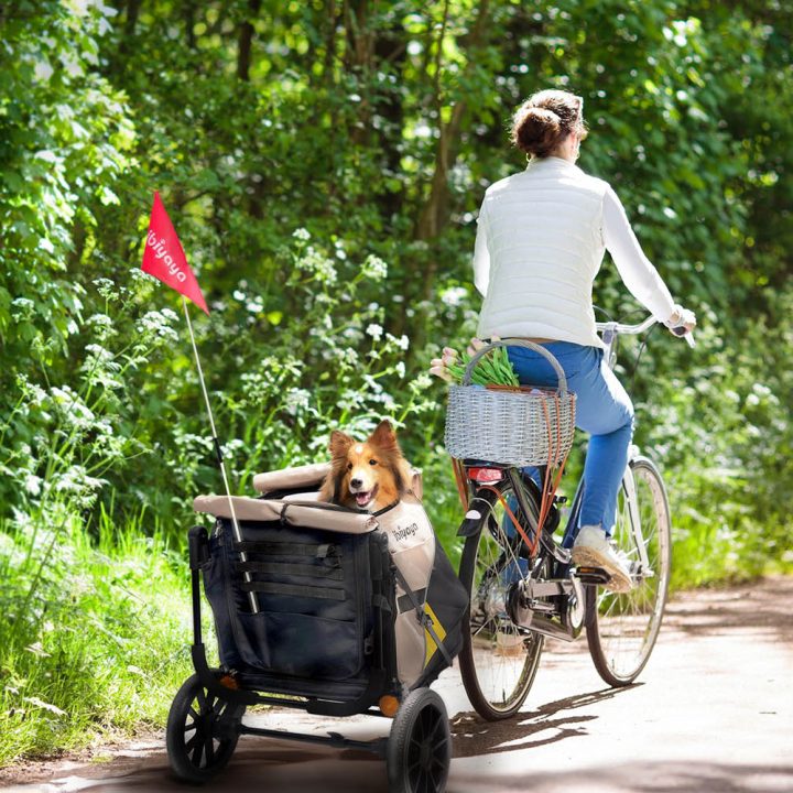 ibiyaya Minika 3-in-1 Foldable Pet Bike Trailer, Stroller & Indoor-Outdoor Create 25 kg or 55 lbs